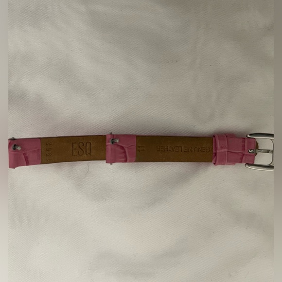 ESQ Esquire Pink Croc Embossed Leather Replacement Watch Strap - Picture 3 of 4